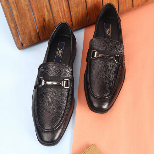 Men's Pebble Leather Dress Loafer with Contrast Band