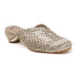 Women's Elegant Metallic Woven Mule Intricate Closed-Toe Low Heel