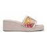 Women's Embroidered Beaded Wedge Sandal With Floral Motif