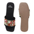 Women's Embroidered Beaded Wedge Sandal With Floral Motif