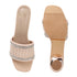 Women's Woven Rhinestone Sandal Textured Strap Low Heel