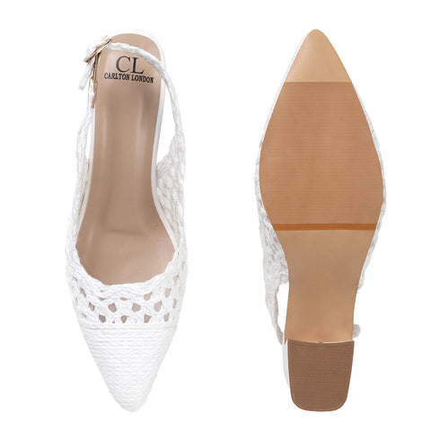Women's Woven Textured Slingback Pump Chunky Block Heel
