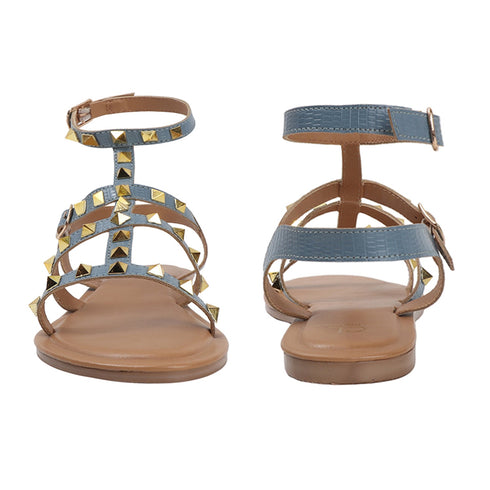 Women's Patent Studded Gladiator Flat Sandals