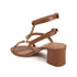 Metallic Gold Studded Block Heel Sandal with Ankle Strap