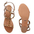 Metallic Gold Studded Block Heel Sandal with Ankle Strap