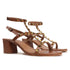 Metallic Gold Studded Block Heel Sandal with Ankle Strap