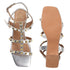 Metallic Gold Studded Block Heel Sandal with Ankle Strap