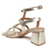 Metallic Gold Studded Block Heel Sandal with Ankle Strap