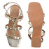 Metallic Gold Studded Block Heel Sandal with Ankle Strap