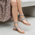 Flat Thong Women's Sandal with Gold Studs and Ankle Strap