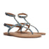 Flat Thong Women's Sandal with Gold Studs and Ankle Strap