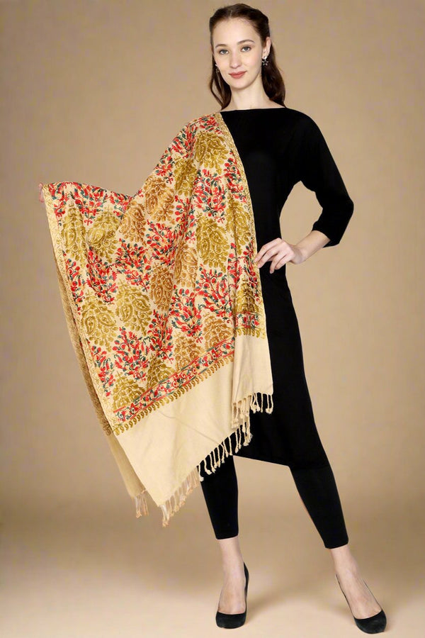 Women's Aari Embroidered Wool Stole