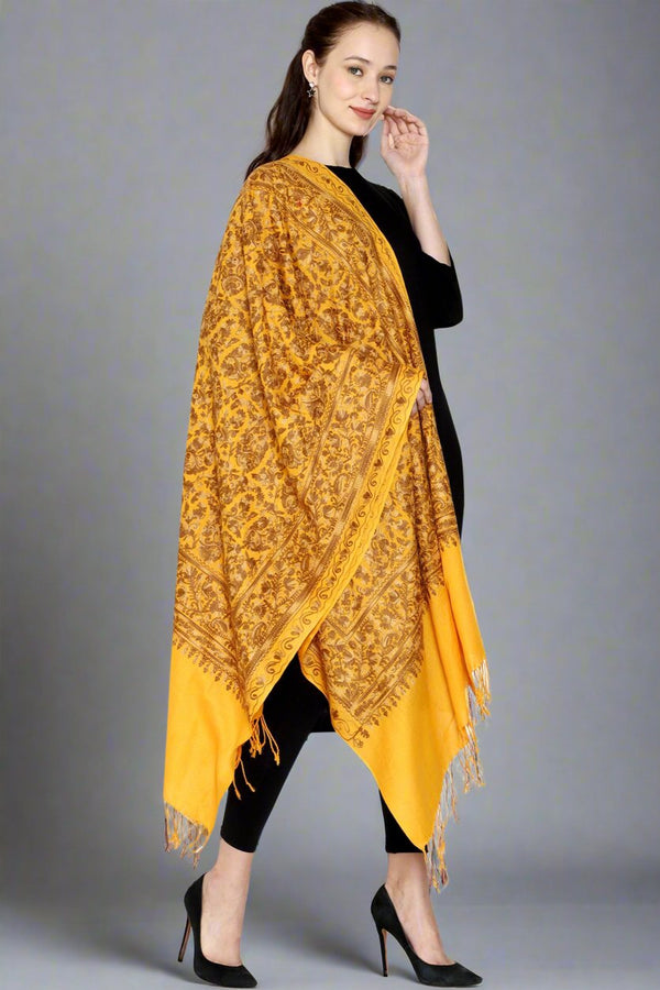 Women's Aari Embroidery Wool Stole