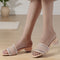 Women's Woven Rhinestone Sandal Textured Strap Low Heel