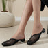 Women's Elegant Metallic Woven Mule Intricate Closed-Toe Low Heel
