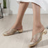 Women's Elegant Metallic Woven Mule Intricate Closed-Toe Low Heel