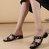 Women's Low Block Heel Sandals with Silver Stud Accents