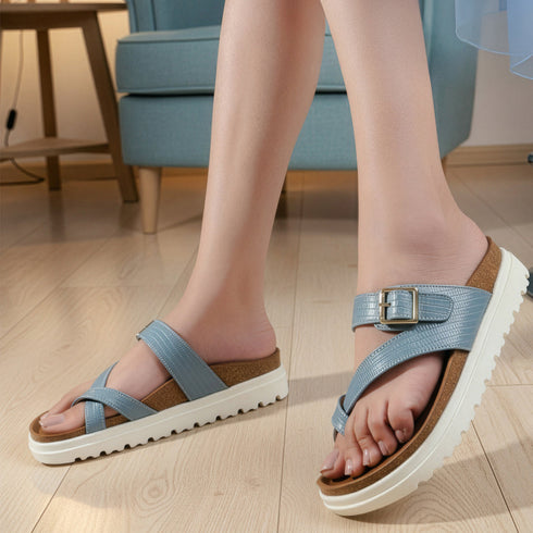 Women'sCriss-Cross Block Heel Sandals with Bold Silver Studs