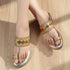 Women's Embroidered Ethnic Toe-Ring Flat Sandals