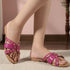 Flat Cross-Strap Women Sandal with Gold Pyramid Studs