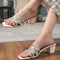 Women's Rhinestone Embellished Block Heel Sandals