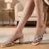Women's Rhinestone Embellished Block Heel Sandals