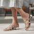 Metallic Gold Studded Triple-Strap Block Heel Sandals