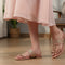 Women's Ethnic Toe-Ring Flat Sandals with Gold Braid and Cut-Outs
