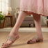 Women's Ethnic Toe-Ring Flat Sandals with Gold Braid and Cut-Outs