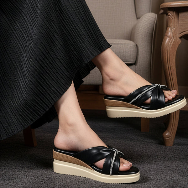 Women's Wedge Sandal with Padded Knot Detail