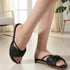 Women's Flat Slide Sandals with Metallic Swirl Print and Knot Detail