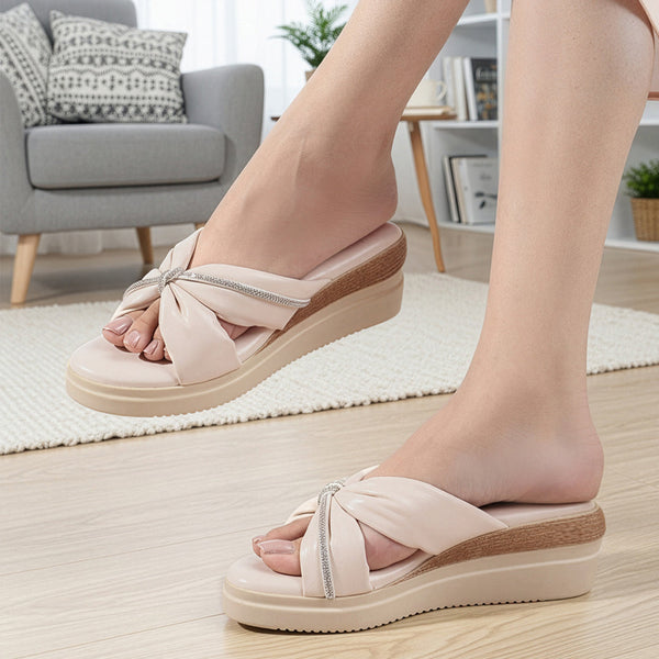 Women's Wedge Sandal with Padded Knot Detail