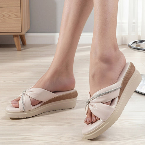 Women's Wedge Sandal with Padded Knot Detail