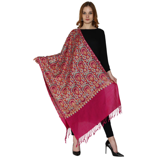 Women's Aari Embroidered Pure Wool Stole