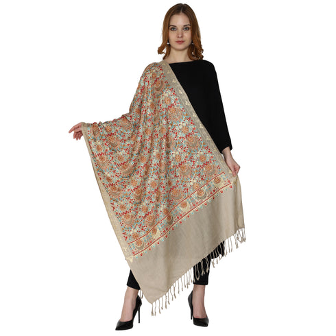 Women's Aari Embroidered Pure Wool Stole