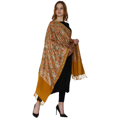 Women's Aari Embroidered Pure Wool Stole