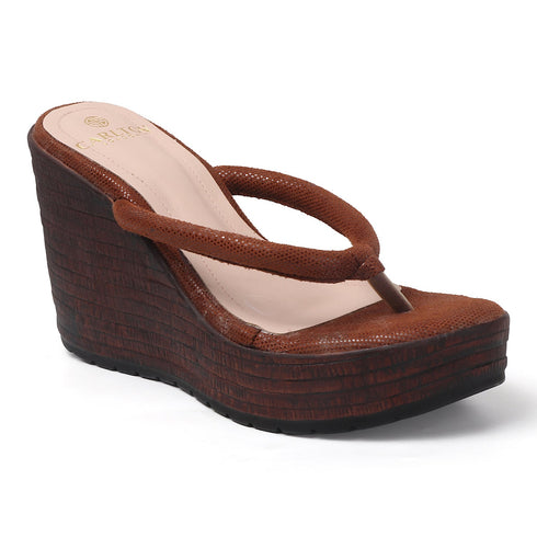 Women's Metallic Thong Wedge Sandals