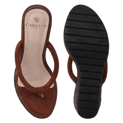 Women's Metallic Thong Wedge Sandals