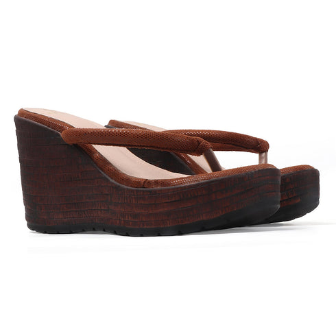 Women's Metallic Thong Wedge Sandals