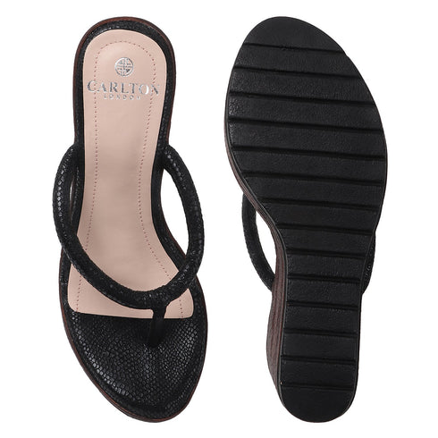 Women's Metallic Thong Wedge Sandals