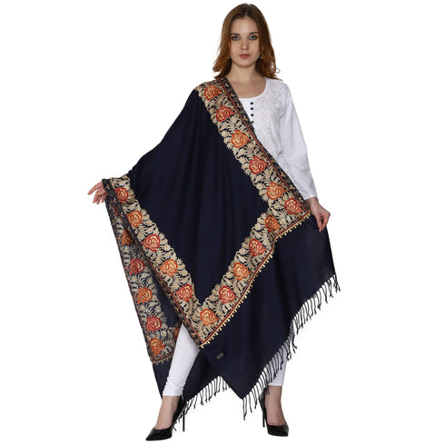 Women's Aari Embroidery Wool Stole