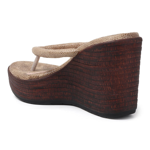 Women's Metallic Thong Wedge Sandals