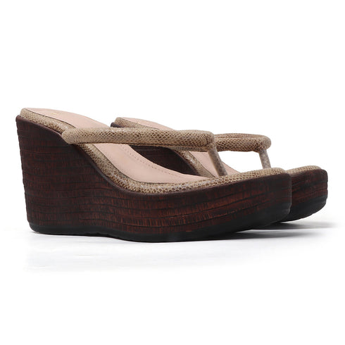 Women's Metallic Thong Wedge Sandals