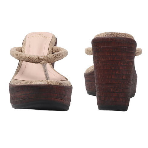 Women's Metallic Thong Wedge Sandals