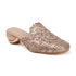 Women's Metallic Woven Slip-On Mule Intricate Pattern Low Heel