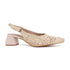 Women's Woven Textured Slingback Pump Pointed Toe Block Heel