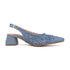Women's Woven Textured Slingback Pump Pointed Toe Block Heel