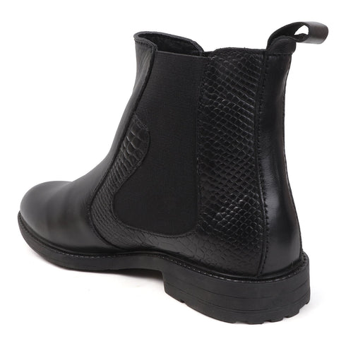 Men's Leather Chelsea Boots with Textured Side Panel