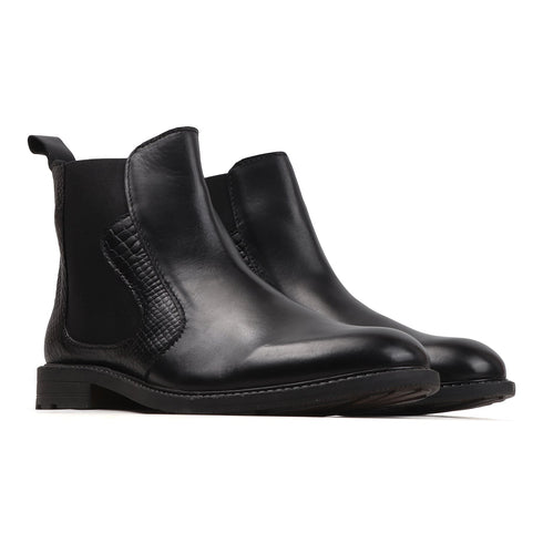 Men's Leather Chelsea Boots with Textured Side Panel