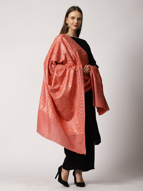 Women's Aari Embroidered Wool Shawl